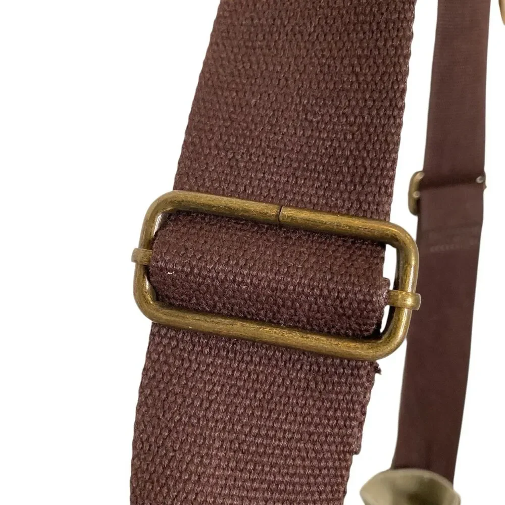 Vintage Military Leather Canvas Laptop Bag Messenger Army Green Adjustable Strap
